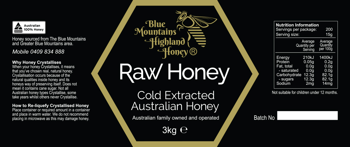 Raw Honey Label with BMHH logo